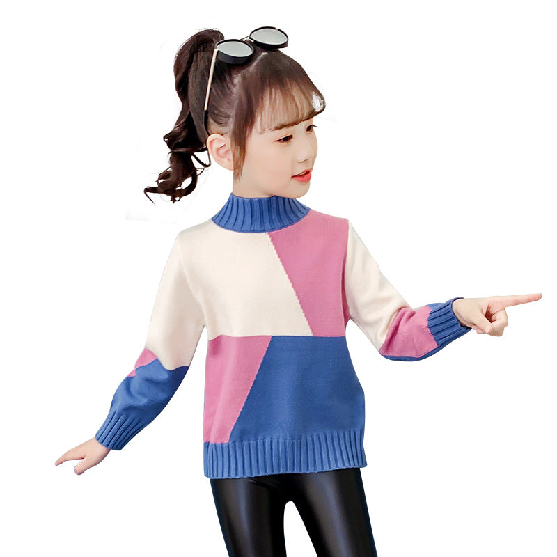 Girls sweater 2024 new winter clothes stylish children's thick pullover knitted sweater jacket top