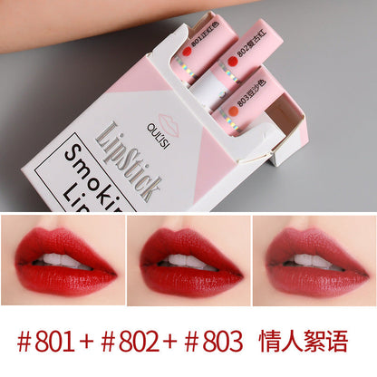 Oulis 3-pack cigarette tube lipstick set female student style lipstick combination niche brand affordable cigarette box set