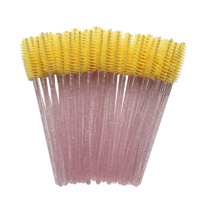 Wholesale crystal rod nylon head eyelash brush portable beauty makeup tool grafting eyelash comb