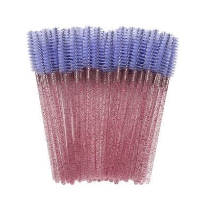 Wholesale crystal rod nylon head eyelash brush portable beauty makeup tool grafting eyelash comb