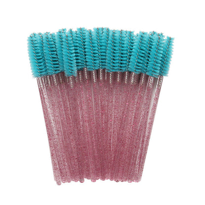 Wholesale crystal rod nylon head eyelash brush portable beauty makeup tool grafting eyelash comb