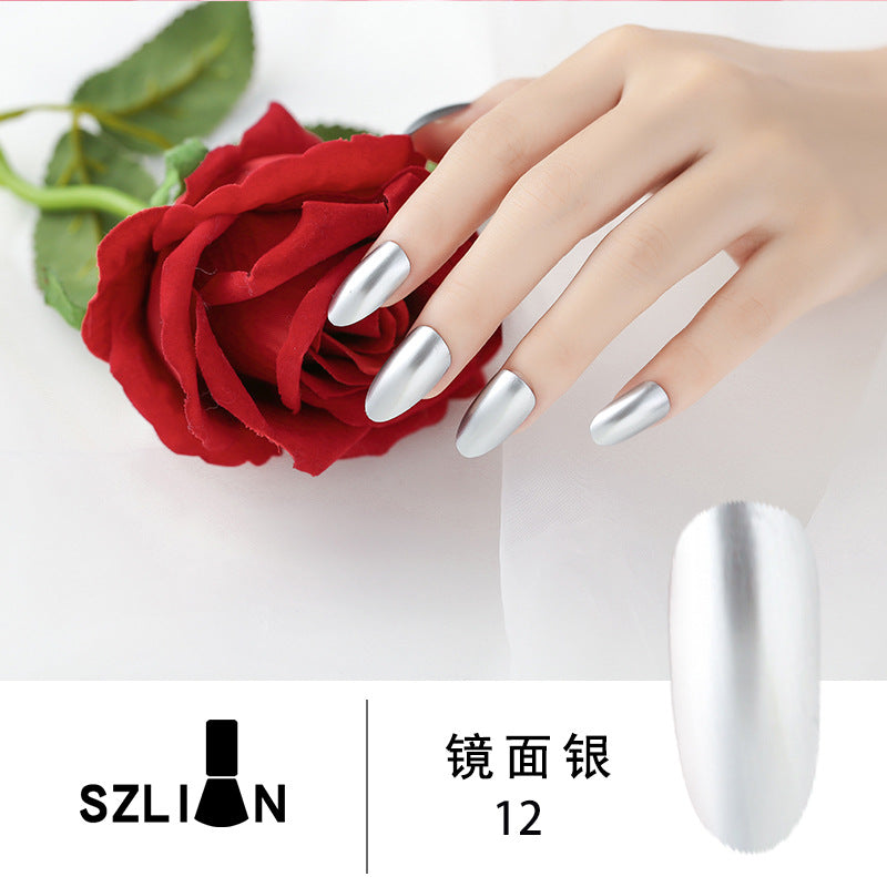 New silver metallic mirror nail polish no-bake effect long-lasting nail art multi-color glossy nail polish factory direct sales