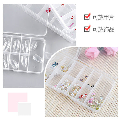 Nail art storage box nail piece accessories packaging box nail art tool storage box ten compartments 12 compartments nail art diamond box wholesale