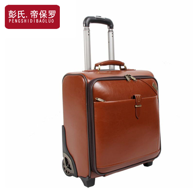 Paul leather trolley case universal wheel cowhide suitcase men's password leather case business boarding case factory direct supply 