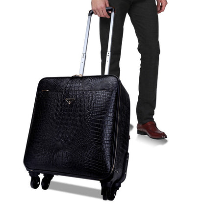 Paul Bag Factory genuine leather trolley case universal wheel suitcase crocodile pattern cowhide suitcase one piece dropshipping 