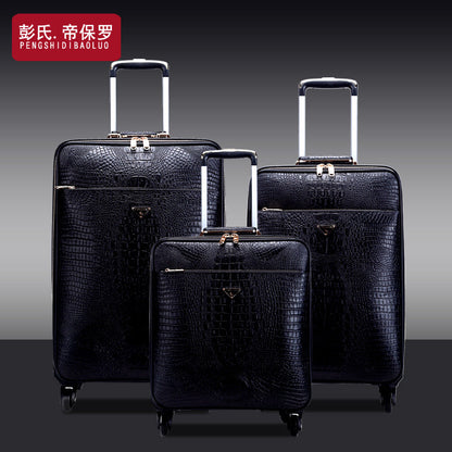 Paul Bag Factory genuine leather trolley case universal wheel suitcase crocodile pattern cowhide suitcase one piece dropshipping 