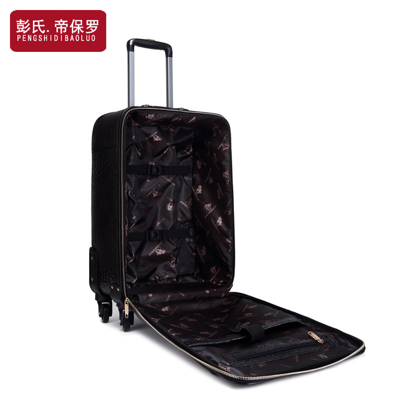 Paul Bag Factory genuine leather trolley case universal wheel suitcase crocodile pattern cowhide suitcase one piece dropshipping 