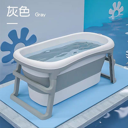 Children's foldable bathtub newborn baby swimming bath tub baby can sit and lie home thick large bathtub