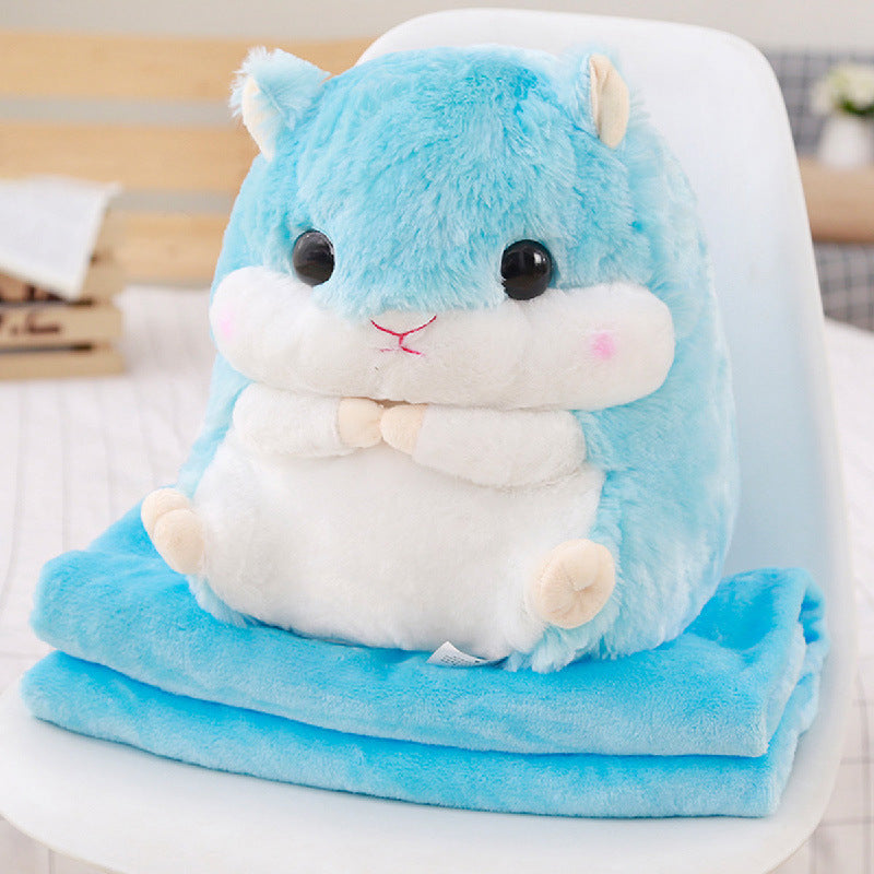 Hamster doll hand cover pillow blanket three in one plush toy holding melon seeds hamster doll rat year mascot