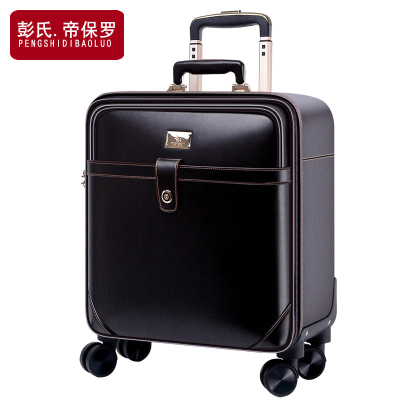 Men's business pure cowhide trolley case genuine leather travel bag men's universal wheel suitcase company gift customization