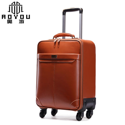 Guangzhou factory direct supply genuine leather suitcase pure cowhide trolley case men's travel bags boss suitcase universal wheel