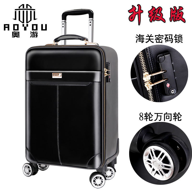 Guangzhou factory direct supply genuine leather suitcase pure cowhide trolley case men's travel bags boss suitcase universal wheel