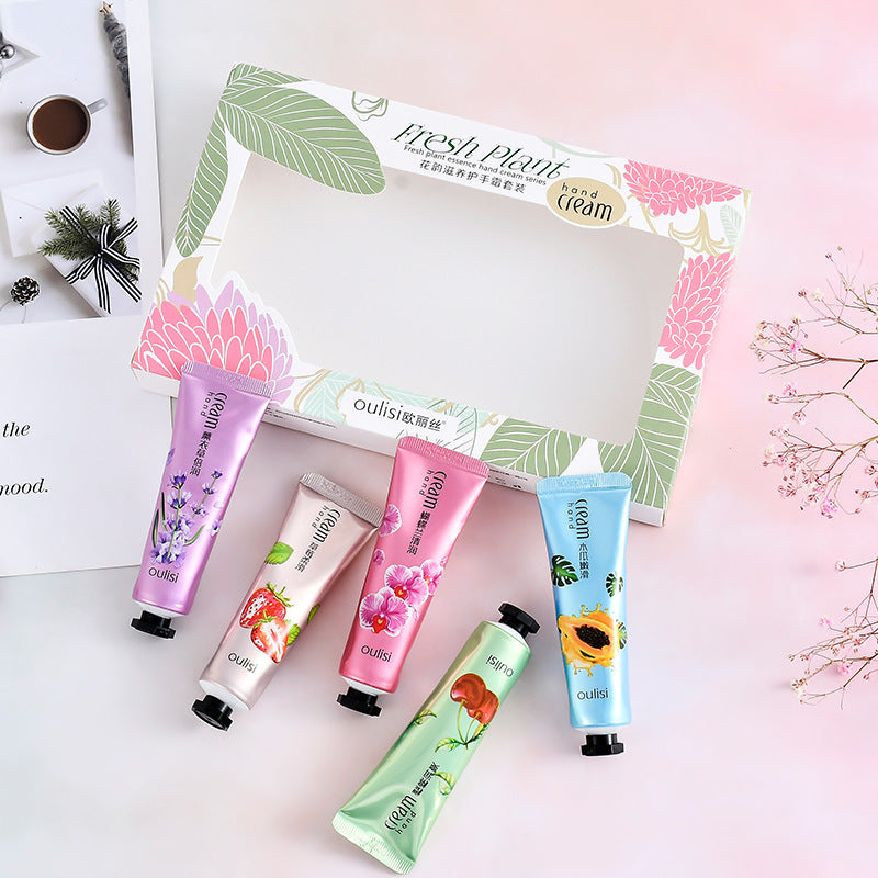 Oris floral hand cream set gift box ក្រែមលាបដៃផ្តល់សំណើម ប្រឆាំងនឹងភាពស្ងួត ប្រអប់កាដូ