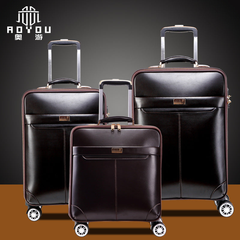 Guangzhou factory direct supply genuine leather suitcase pure cowhide trolley case men's travel bags boss suitcase universal wheel