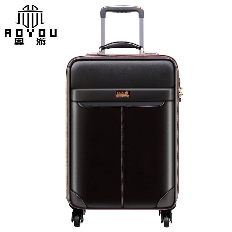 Guangzhou factory direct supply genuine leather suitcase pure cowhide trolley case men's travel bags boss suitcase universal wheel