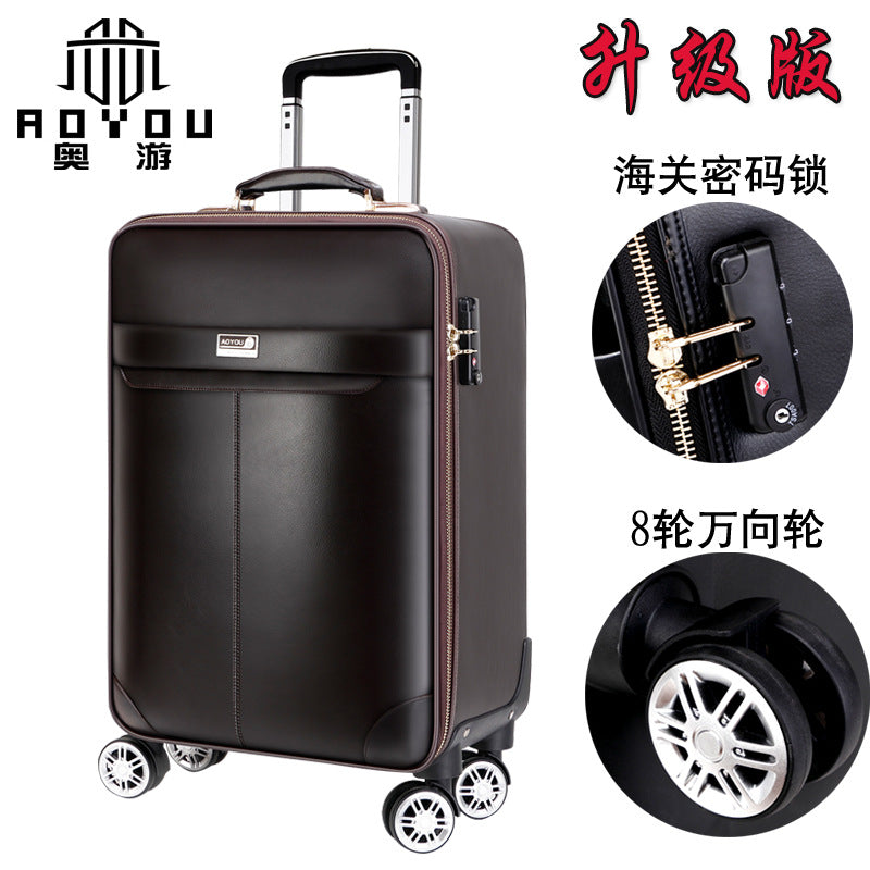 Guangzhou factory direct supply genuine leather suitcase pure cowhide trolley case men's travel bags boss suitcase universal wheel