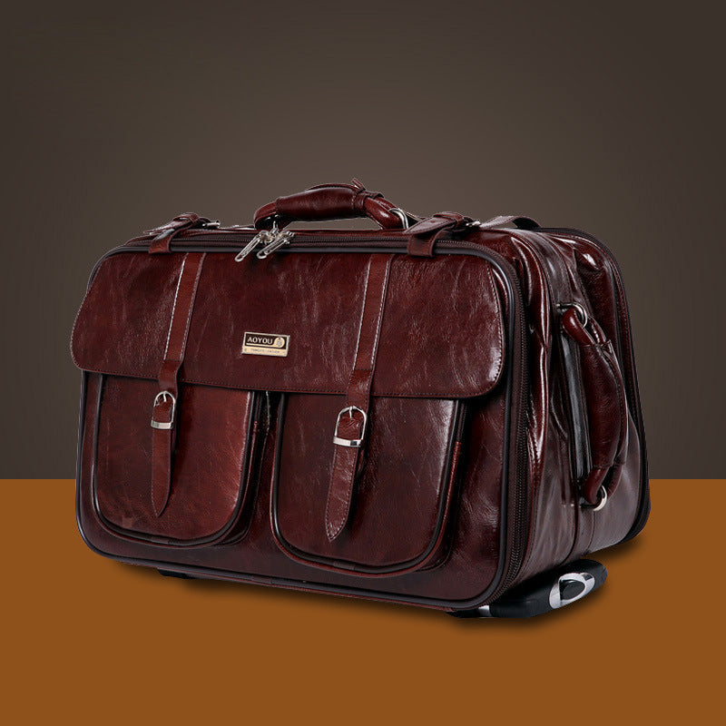 Business travel bag brown trolley bag suitcase men's suitcase travel box company gift customization