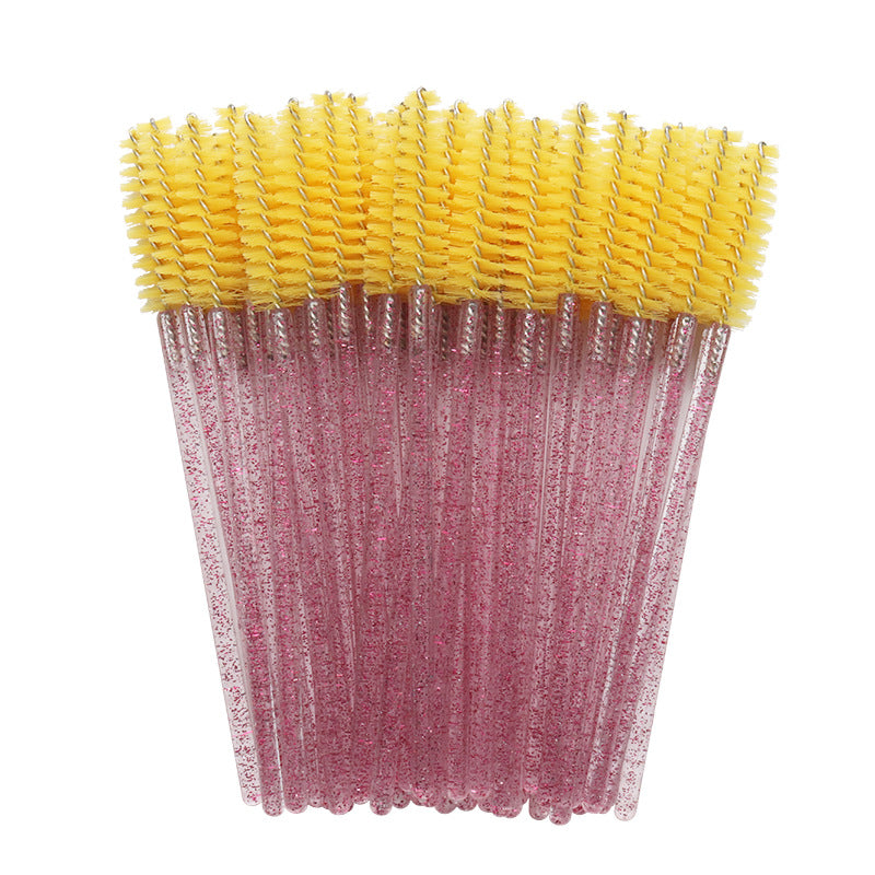 Wholesale crystal rod nylon head eyelash brush portable beauty makeup tool grafting eyelash comb