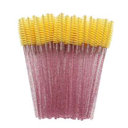 Wholesale crystal rod nylon head eyelash brush portable beauty makeup tool grafting eyelash comb