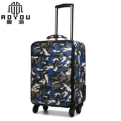 Military trolley case camouflage suitcase leather suitcase trolley case men's suitcase universal wheel cabin case gift customization