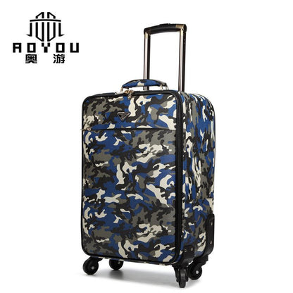 Military trolley case camouflage suitcase leather suitcase trolley case men's suitcase universal wheel cabin case gift customization