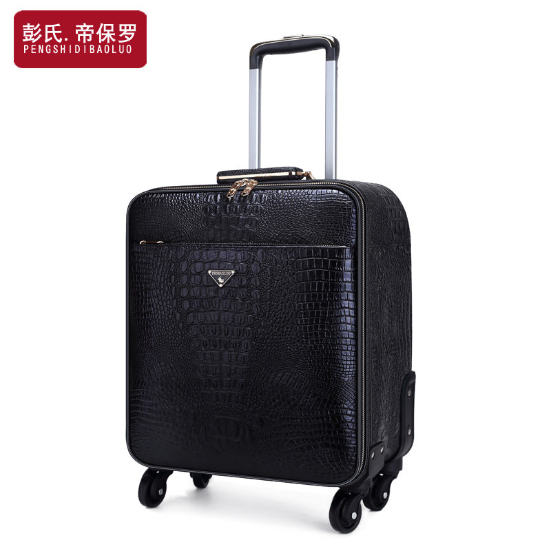 Paul Bag Factory genuine leather trolley case universal wheel suitcase crocodile pattern cowhide suitcase one piece dropshipping 