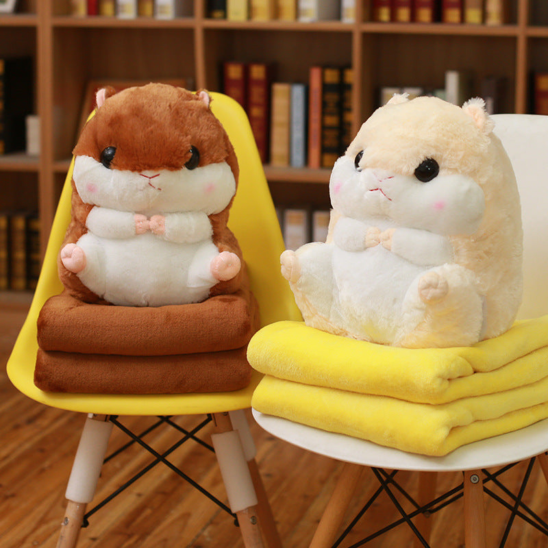 Hamster doll hand cover pillow blanket three in one plush toy multi-purpose car pillow Children's Day gift