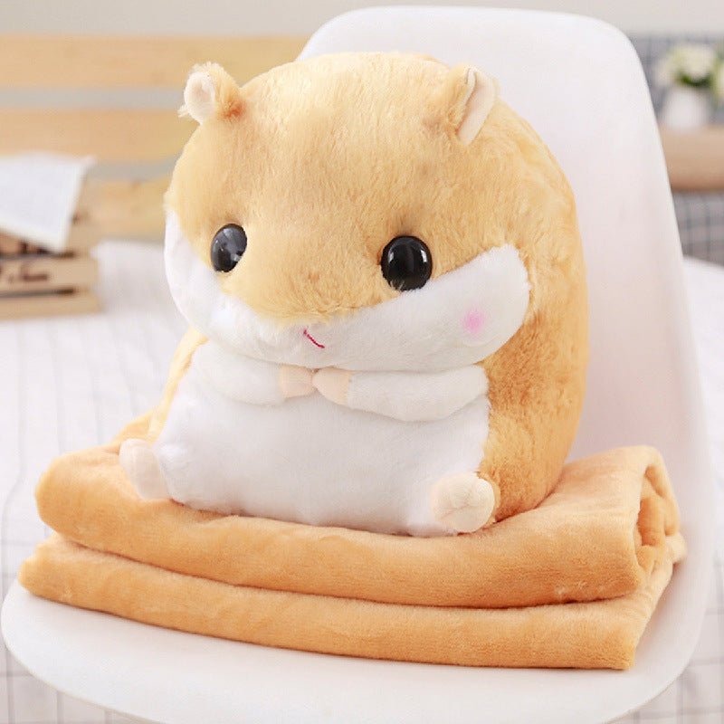 Hamster doll hand cover pillow blanket three in one plush toy holding melon seeds hamster doll rat year mascot