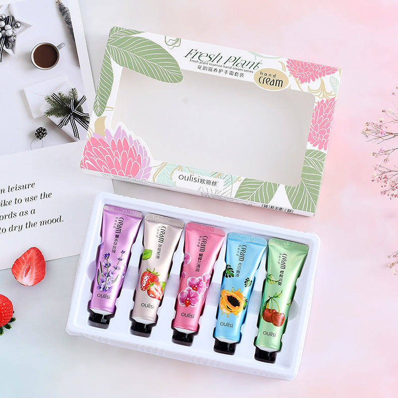 Oris floral hand cream set gift box ក្រែមលាបដៃផ្តល់សំណើម ប្រឆាំងនឹងភាពស្ងួត ប្រអប់កាដូ