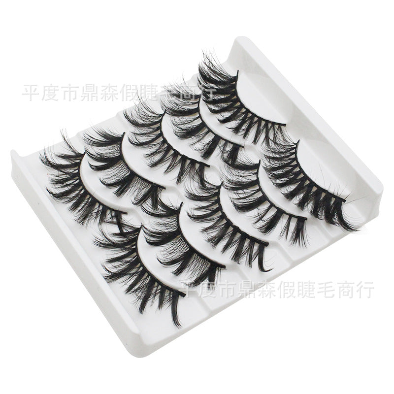 DINGSEN multi-layer three-dimensional false eyelashes cross-border stable supply 5 pairs of soft eyelashes with multiple LOGO styles