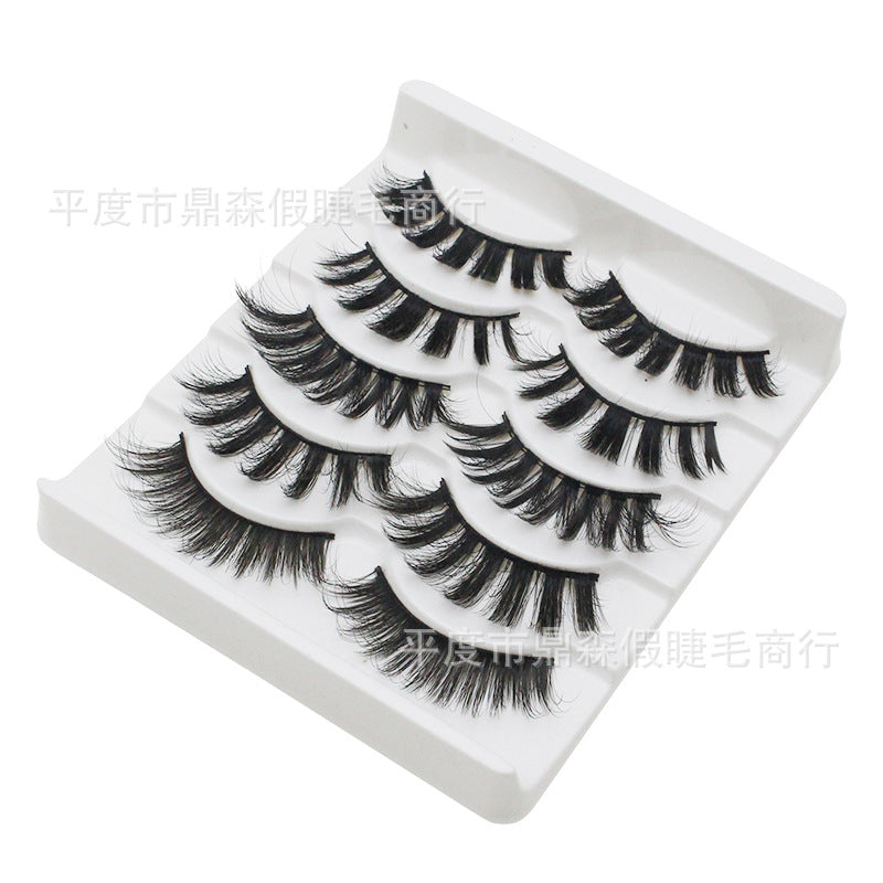 DINGSEN multi-layer three-dimensional false eyelashes cross-border stable supply 5 pairs of soft eyelashes with multiple LOGO styles