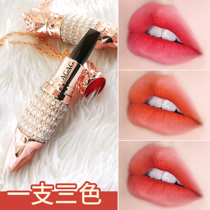 AGAG Queen's Scepter Lipstick ក្រែមមានបីពណ៌ ក្រែមលាបមាត់ទន់រលោង ជាប់បានយូរ មិនរបូតបបូរមាត់ ពណ៌ឈាមជ្រូក