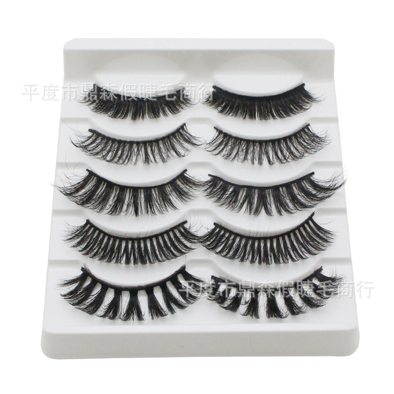 DINGSEN multi-layer three-dimensional false eyelashes cross-border stable supply 5 pairs of soft eyelashes with multiple LOGO styles