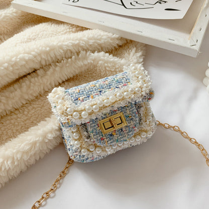 Manufacturers wholesale new children's bags Korean style fashion pearl messenger bag princess style winter accessories bag