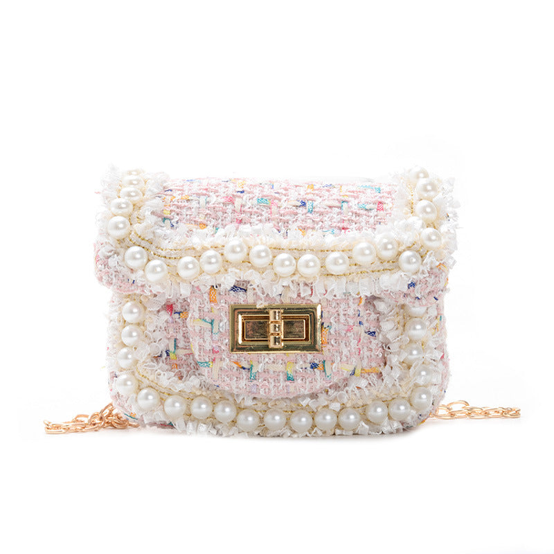 Manufacturers wholesale new children's bags Korean style fashion pearl messenger bag princess style winter accessories bag