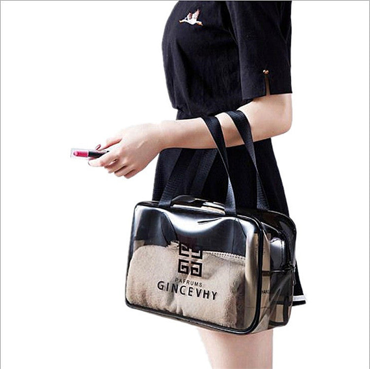 PVC cosmetic bag travel wash bag men's and women's cosmetic transparent bag three-piece set manufacturer logo production 