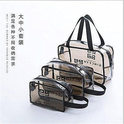 PVC cosmetic bag travel wash bag men's and women's cosmetic transparent bag three-piece set manufacturer logo production 