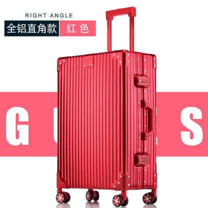 Aluminum-magnesium alloy trolley case universal wheel large suitcase men and women password box 28 boxes retro travel case 26 inches