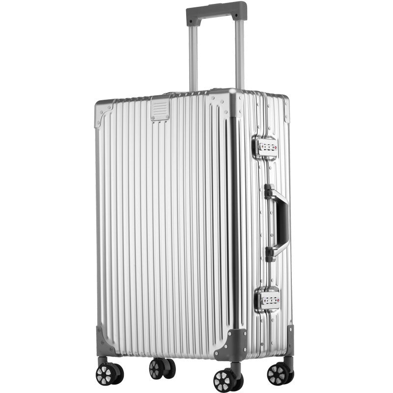 Aluminum-magnesium alloy trolley case universal wheel large suitcase men and women password box 28 boxes retro travel case 26 inches