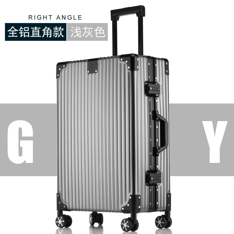 Aluminum-magnesium alloy trolley case universal wheel large suitcase men and women password box 28 boxes retro travel case 26 inches