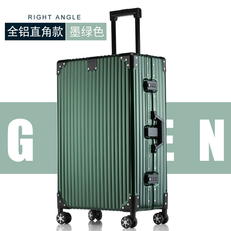 Aluminum-magnesium alloy trolley case universal wheel large suitcase men and women password box 28 boxes retro travel case 26 inches