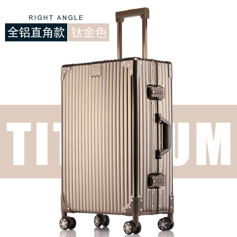 Aluminum-magnesium alloy trolley case universal wheel large suitcase men and women password box 28 boxes retro travel case 26 inches