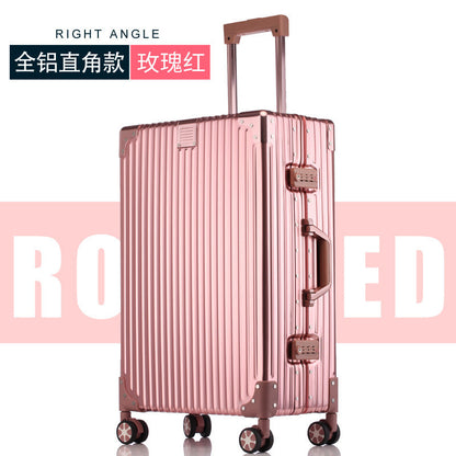 Aluminum-magnesium alloy trolley case universal wheel large suitcase men and women password box 28 boxes retro travel case 26 inches