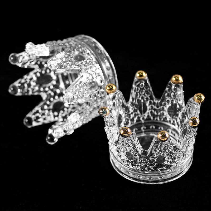 New Internet celebrity Japanese gold-rimmed crown nail art pen holder glass independent box nail art glass crystal pen holder