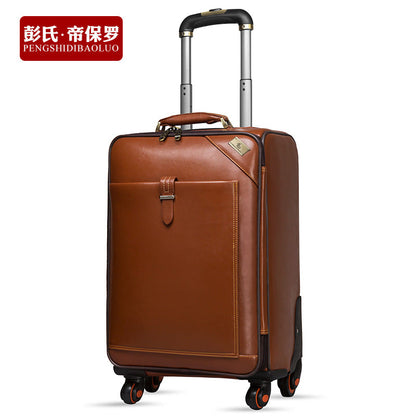 Genuine cowhide trolley case business suitcase for men 16 inch password boarding case for women 20 inch suitcase leather suitcase 