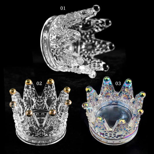 New Internet celebrity Japanese gold-rimmed crown nail art pen holder glass independent box nail art glass crystal pen holder