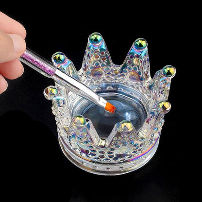 New Internet celebrity Japanese gold-rimmed crown nail art pen holder glass independent box nail art glass crystal pen holder