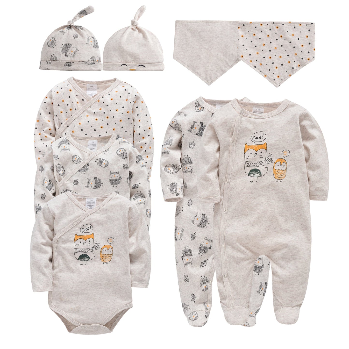 2024 new cartoon European and American 9-piece baby clothes long-sleeved baby jumpsuit clothes cross-border manufacturers