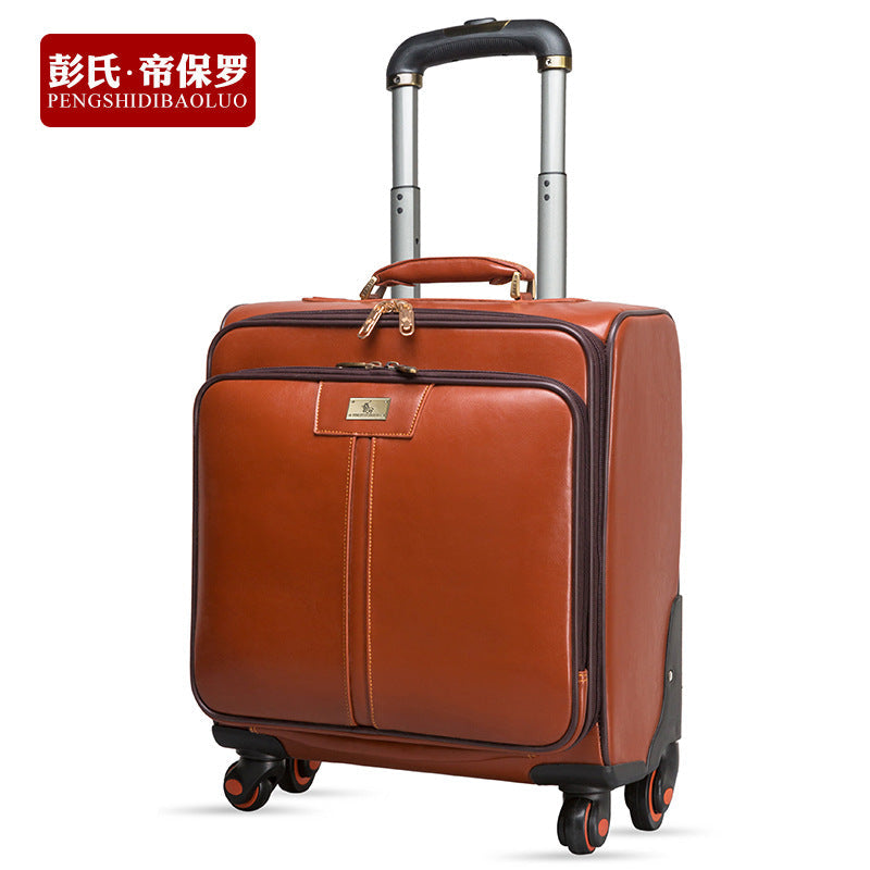 Genuine cowhide trolley case business suitcase for men 16 inch password boarding case for women 20 inch suitcase leather suitcase 