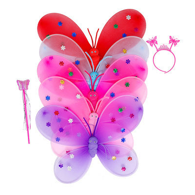 Children's luminous butterfly wings double-layer angel wings full body luminous wings performance props wholesale factory direct sales